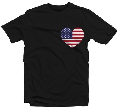 KOSZULKA T-SHIRT SERCE FLAGA USA S