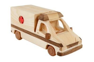 Drewniana KARETKA AMBULANS auto Samochód z drewna