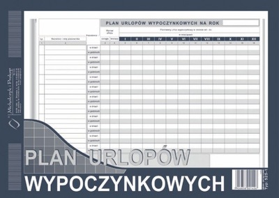 Plan urlopów wypoczynkowych offset Michalczyk i Prokop A4 40 kartek 525-1
