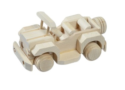 Drewniany Pojazd Samochód Zabawka Jeep DECOUPAGE