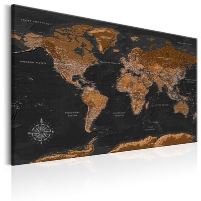 OBRAZ MAPA ŚWIATA PO POLSKU 90x60 k-A-0312-b-a