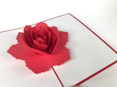 Kartki 3D pop up Piękna czerwona róża Miłość Love