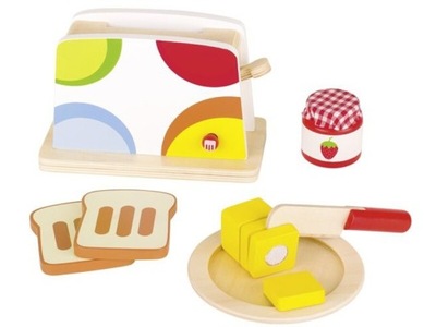 Drewniany toster GOKI zestaw śniadaniowy akcesoria