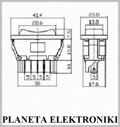 Выключатель стеклоподъемника 12В 20А 5п FV(1825