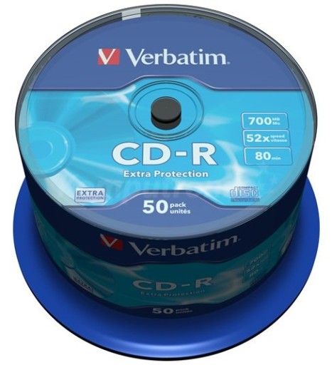 PŁYTA CD-R VERBATIM, 700MB, PRĘDKOŚĆ 52X, CAKE, 50