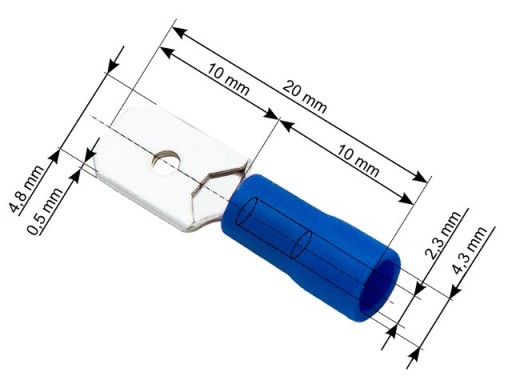 Konektor izolowany wtyk 4,8mm niebieski 10szt.