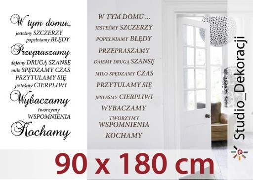 W tym domu Naklejka ścienna NAPISY cytaty 180cm