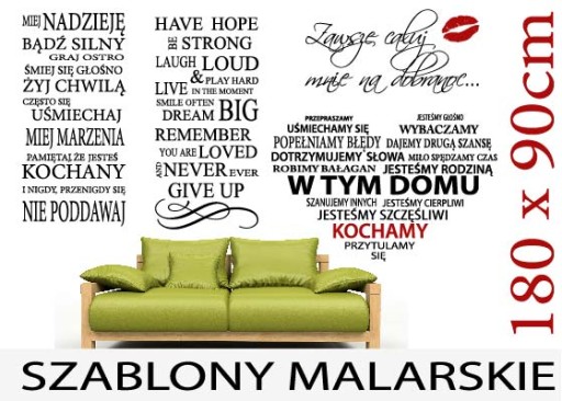 SZABLONY MALARSKIE cytaty napisy na ścianę XXL