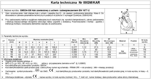 5,3T HAK ZAWIESIOWY Z UCHEM I ZAB. 13 mm KLASA 8