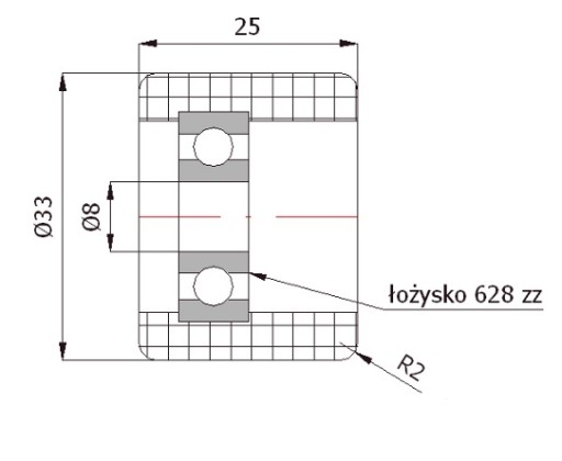 ROLKA PODTRZYMUJĄCA FI 33 mm rolki bramowe łożysko