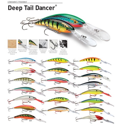 ЛОВЛЯ ВОБЛЕР RAPALA DEEP TAIL DANCER 9см GTU 6м ТРОЛЛИНГ KILLER