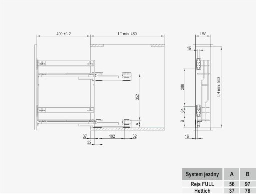 REJS CARGO SIDE ЛЕВЫЙ MULTI HETTICH 200/2 БЕЛЫЙ