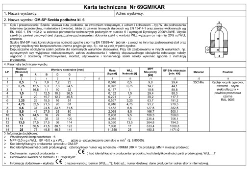 ПРОДОЛЬНЫЙ ШЕЙКЕЛЬ КЛАСС. 6 ПОДДЕЛОЧНЫЙ СВИДЕТЕЛЬСТВО - 8,5Т - 1 ШТ.