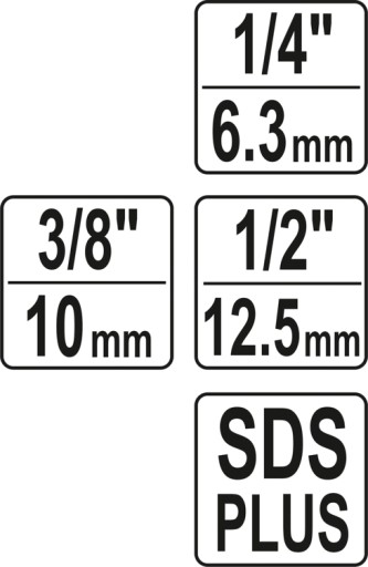 КОМПЛЕКТ ПЕРЕХОДНИКОВ SDS-PLUS ДЛЯ РОЗЕТОК-1/4,3/8,1/2