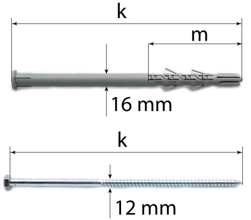 Kołki rozporowe ramowe 16x220 długie rozpieranie