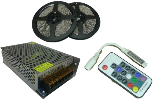 KIT RGB 5050 300 Светодиодная лента 10м Блок питания радиоуправления