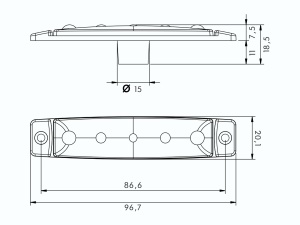 Габаритный фонарь 12/24В LED PROPLAST PRO-FLAT БЕЛЫЙ