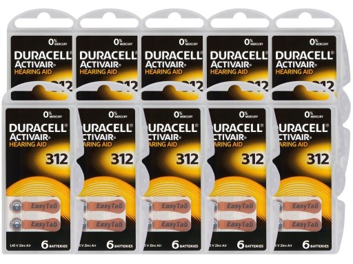 60 x 312 слуховых батарей PR41 Duracell ActivAir