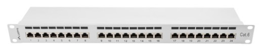 PATCH PANEL 24 PORT 1U KAT.6 FTP SZARY LANBERGPATCH PANEL 24 port kat 6 FTP
