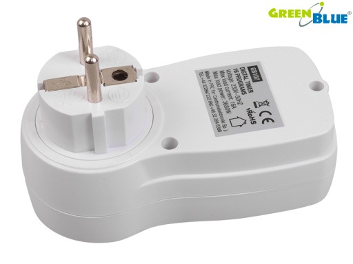 TIMER WYŁĄCZNIK WŁĄCZNIK PROGRAMATOR CZASOWY 3680W 16A LCD GreenBlue GB107