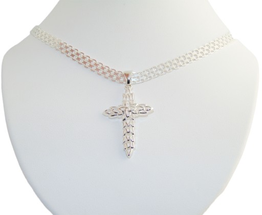 Серебряная цепочка Бисмарк 55см + серебряный крестик