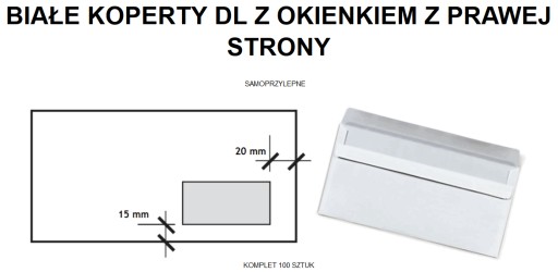 КОНВЕРТЫ DL, набор 100 шт, С ОКНОМ/SK