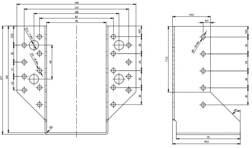 СОЕДИНИТЕЛЬ КРОНШТЕЙНА БАЛКИ WB21 70x125 СЕРТИФИКАТ