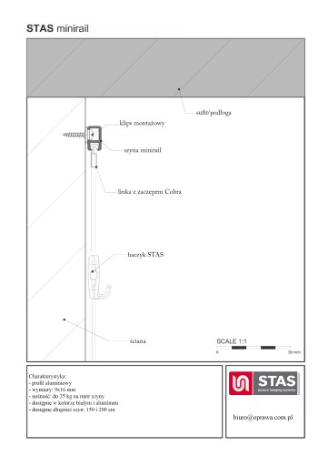 STAS Minirail штанга для подвешивания картин 200 см