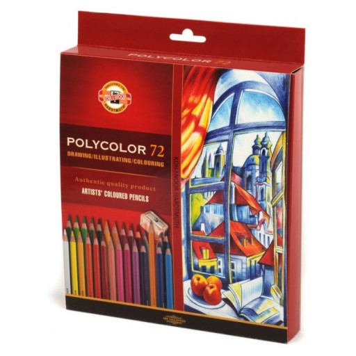 Kredki POLYCOLOR 72 kol Koh-I-Noor 3837 + Ołówki