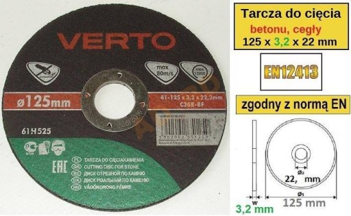 Tarcza do cięcia kamienia 3,2 x 125 mm 61H525