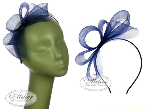 FASCINATOR, ОКНО ДЛЯ ВОЛОС, темно-синяя повязка на голову