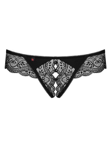 Стринги с открытой промежностью - Obsessive Miamor Crotchless Thong Black XXL