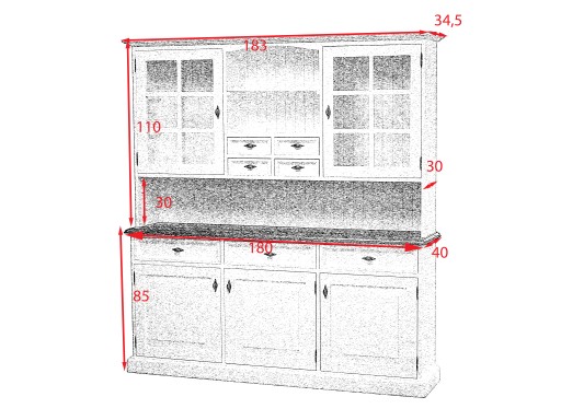 Кухонный сервант Прованс, деревянный, 180 см!