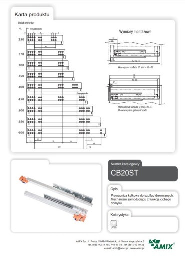 НАПРАВЛЯЮЩИЕ ДЛЯ ДЕРЕВЯННЫХ ЯЩИКОВ L-500 AMIX CB20ST