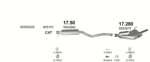 Средний глушитель Opel Vectra B 1.6i-16V 95-02