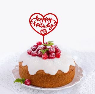 TOPPER PIKER dekoracja tort LOVE RÓŻOWY