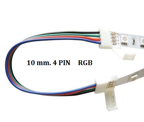 ZŁĄCZKA TAŚMA LED 10MM RGB KLIPS Z PRZEWODEM 4 PIN