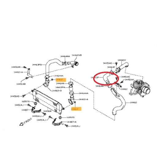 NISSAN QASHQAI 2.0 14463-JD72A ТРУБКА ИНТЕРКУЛЕРА
