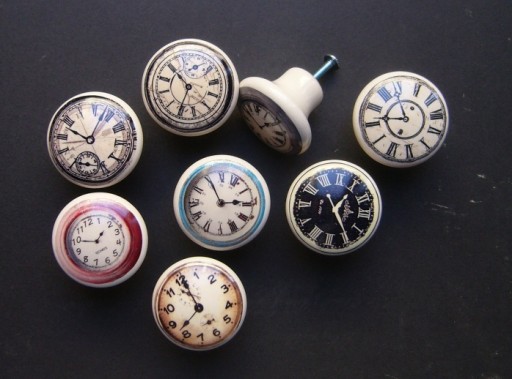 gałka meblowa ceramiczna ZEGAR nr2 vintage retro