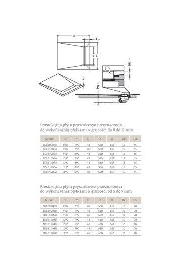 Brodzik podpłytkowy 110x80 z odpływem 55 RADAWAY