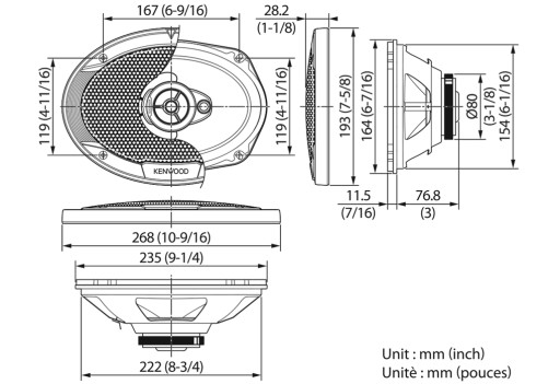 Автомобильные колонки KENWOOD KFC-E6966, 6X9см.