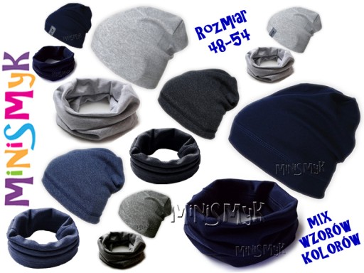 Komplet CZAPKA + TUBA beanie komin KOLORY r. 50-52