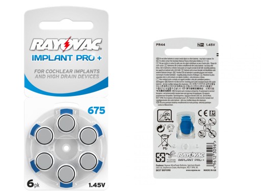 30 кохлеарных батарей RAYOVAC Implant PRO+ 675 PR44