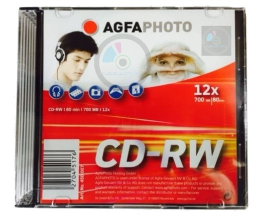 AGFA PHOTO CD-RW x4-x12 перезаписываемый 1 шт.