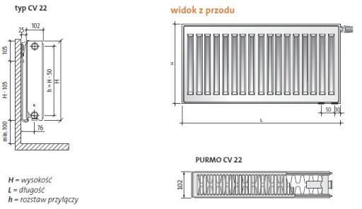 Радиатор PURMO V22 нижний 600х900 1538ВТ В НАЛИЧИИ