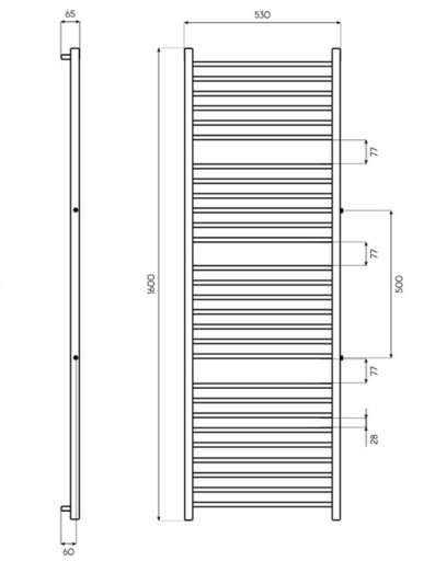 160x53 Боковой радиатор SPARK, ГРАФИТ / ЧЕРНЫЙ МАТОВЫЙ