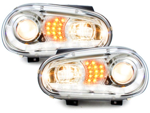 VW GOLF IV MK4 ЛАМПЫ передних фар LED CHROME H1