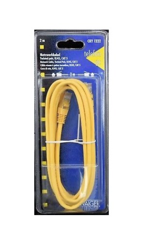 СЕТЕВОЙ КАБЕЛЬ UTP LAN CAT 5, 2 М RJ45, ЖЕЛТЫЙ CKY 1222