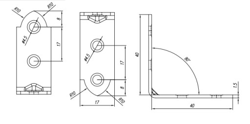 KW2 УЗКОУГЛОВОЙ МОНТАЖНЫЙ РАЗЪЕМ 40x40x17 10шт.