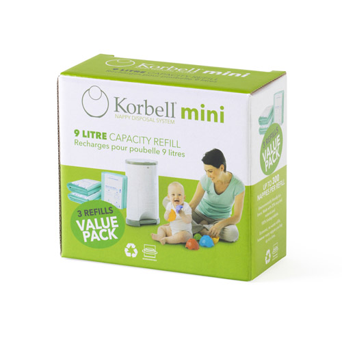 Korbell - wkład-worek 9l na zużyte pieluchy 3pak